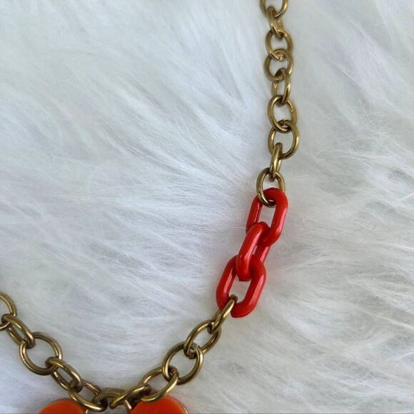 Juicy Couture Y2K Heart Pendant Goldtone and Orange Vintage Chunky Necklace - Picture 4 of 8
